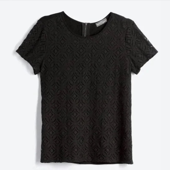 Market & Spruce Women's Black Lace Short Sleeve Top - Size Small - Picture 2 of 7